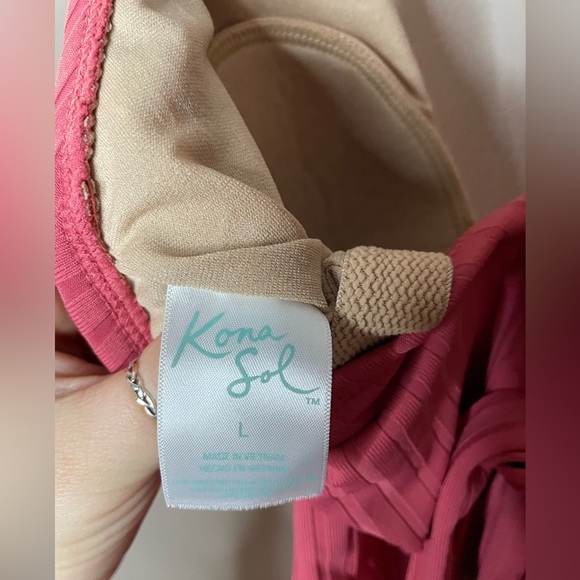 Kona Sol Women's Swimsuit One Piece Wide Ribbed Ring Medium Coverage Size L - Picture 8 of 8